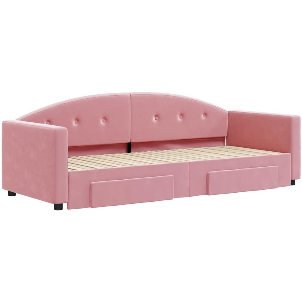 Divano Letto Estraibile Con Cassetti Rosa 80x200 Cm Velluto - Foto 2