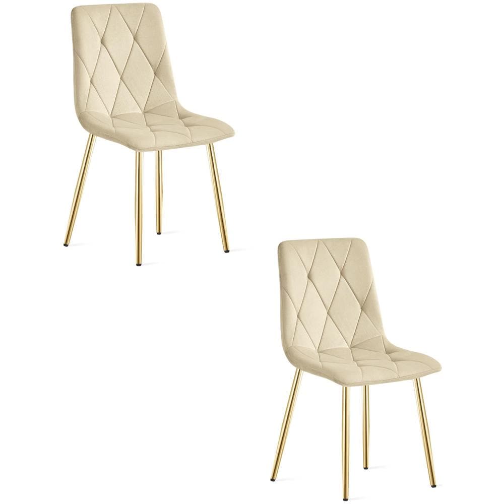 Sedia TYRA - Elegante velluto beige chiaro per soggiorno x 2 - Foto 1