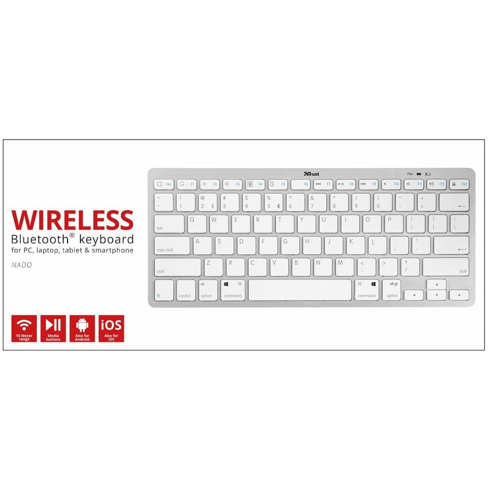 Bianco Layout Italiano Trust Nado Tastiera Wireless Bluetooth Bianco Layout Italiano Trust Nado Tastiera Wireless Bluetooth