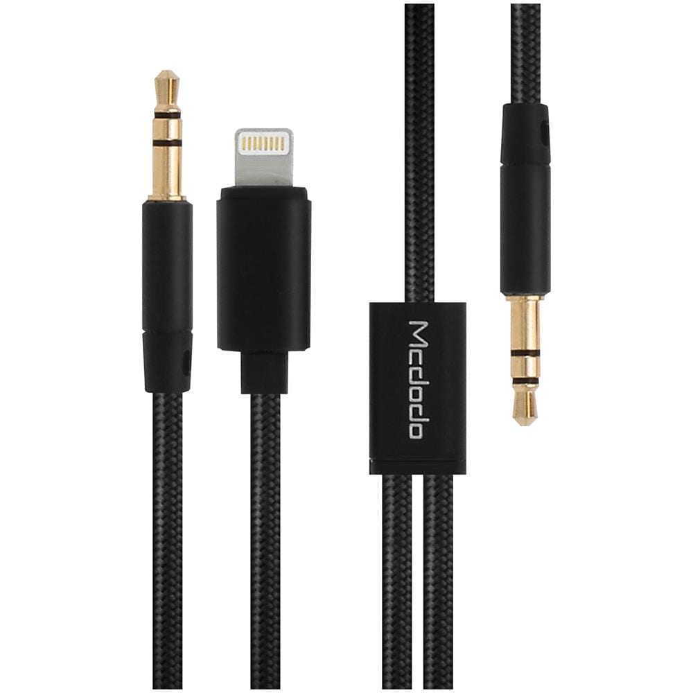 Cavo Audio 2 In 1 Connettore Iphone + Jack Verso Jack Macdodo Nero - Foto 2