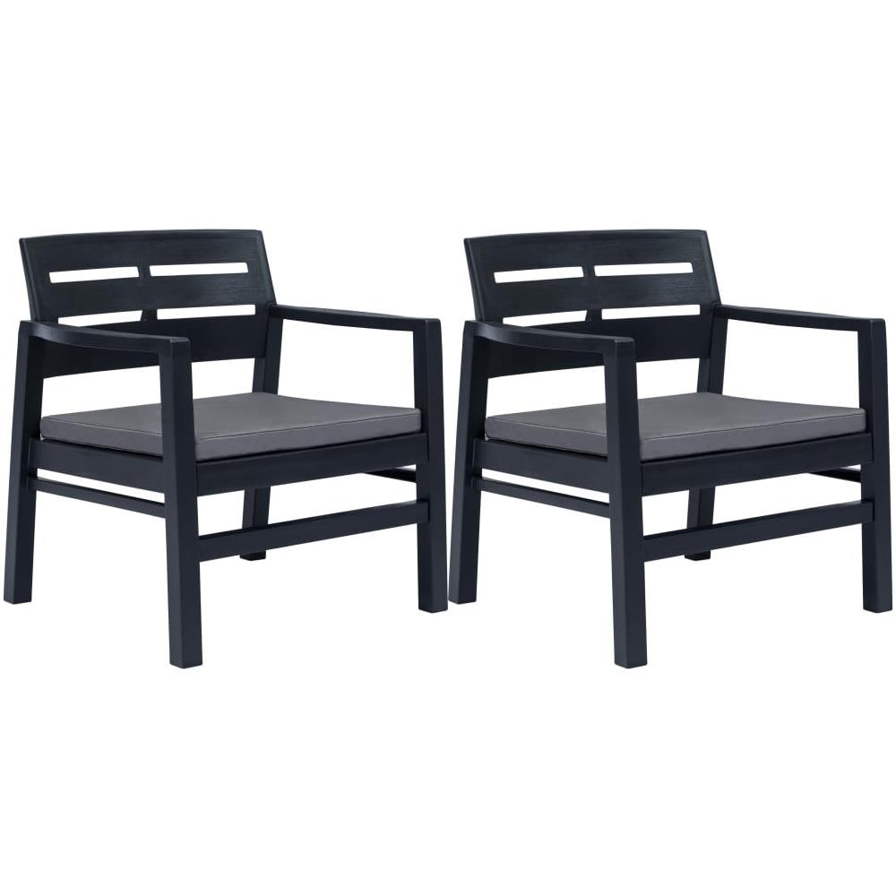 Set Salotto Da Giardino 3 Pz In Plastica Antracite - Foto 2
