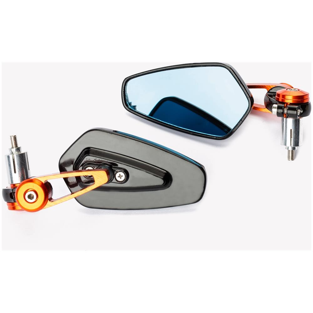 Specchietti 22mm Manubrio Moto Retrovisori Metallo Universali Ovali Arancione - Foto 1