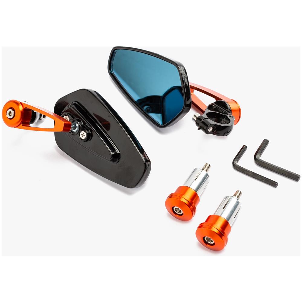 Specchietti 22mm Manubrio Moto Retrovisori Metallo Universali Ovali Arancione - Foto 2