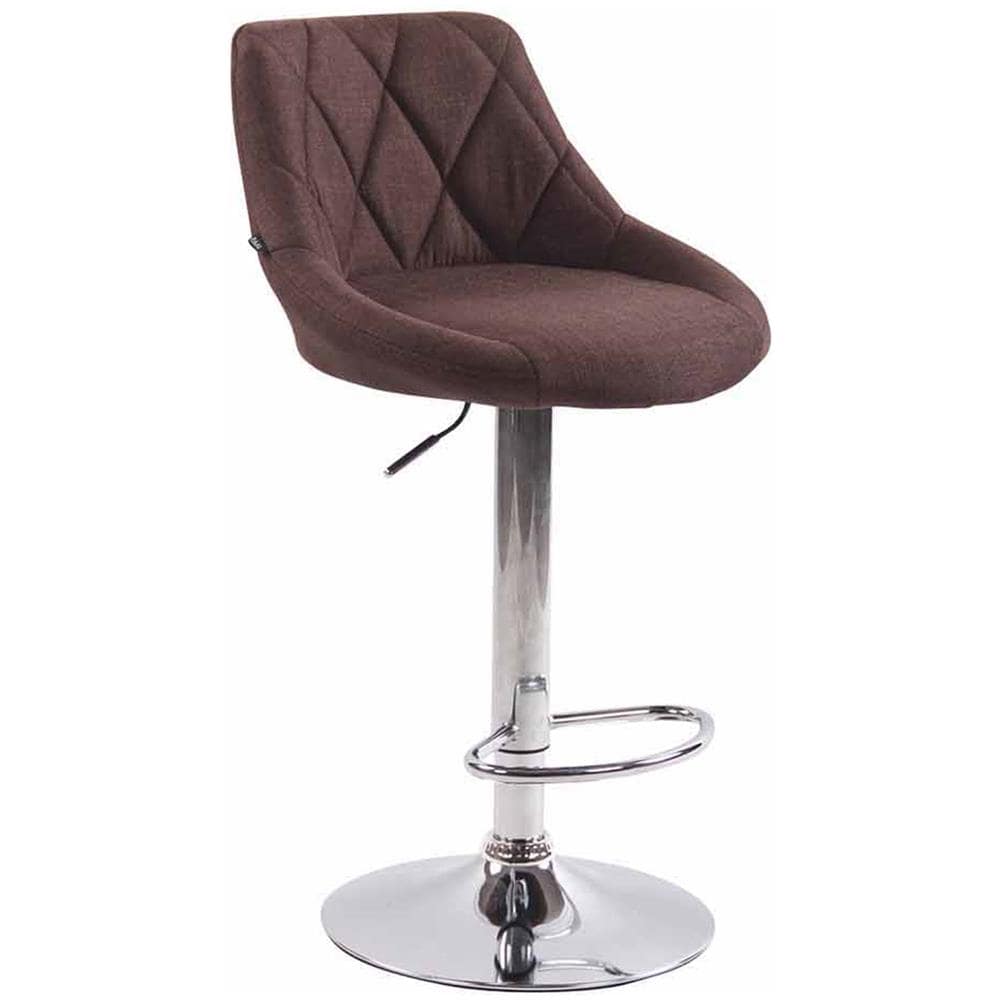Sgabello Design LAZIO in Tessuto - Sedia Cucina Girevole e Regolabile (83-104 cm) con Poggiapiedi I Sgabello Bar Imbottito Marrone - Foto 1