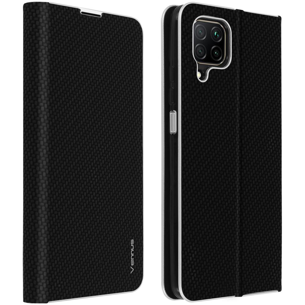 Custodia Huawei P40 Lite Effetto Carbonio Portacarte Funzione Supporto Nero - Foto 1