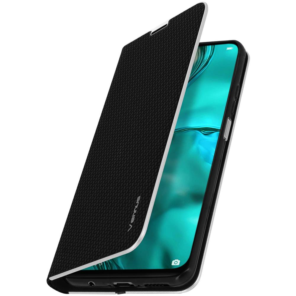 Custodia Huawei P40 Lite Effetto Carbonio Portacarte Funzione Supporto Nero - Foto 5