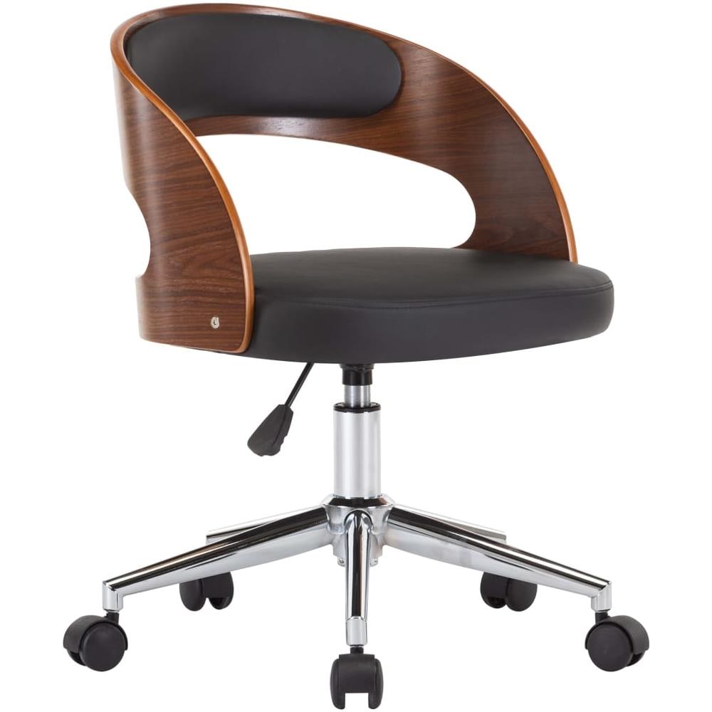 Sedia Da Pranzo Girevole Nera In Legno Ricurvo E Similpelle - Foto 2