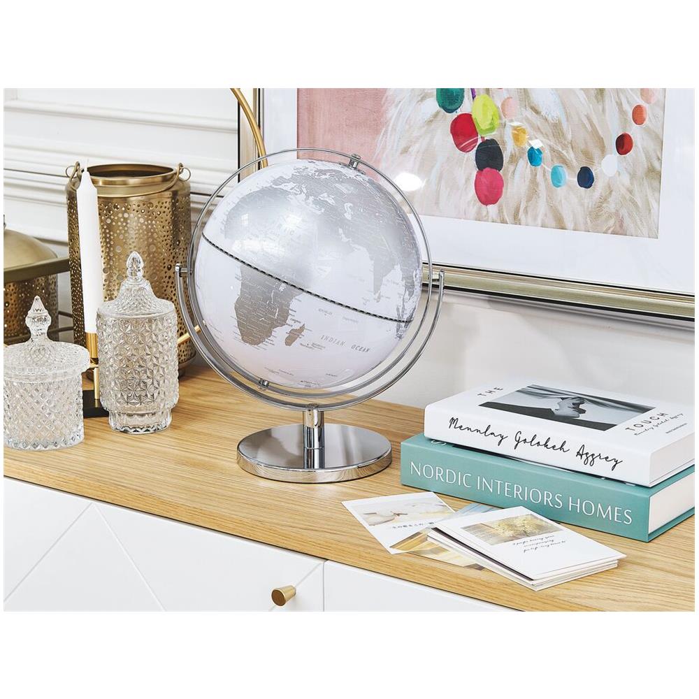 Mappamondo Decorativo Bianco E Argento Drake 33 Cm - Foto 2
