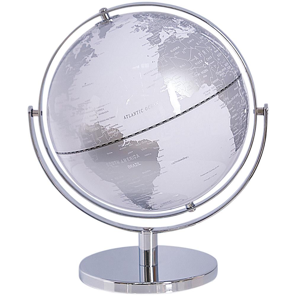 Mappamondo Decorativo Bianco E Argento Drake 33 Cm - Foto 1