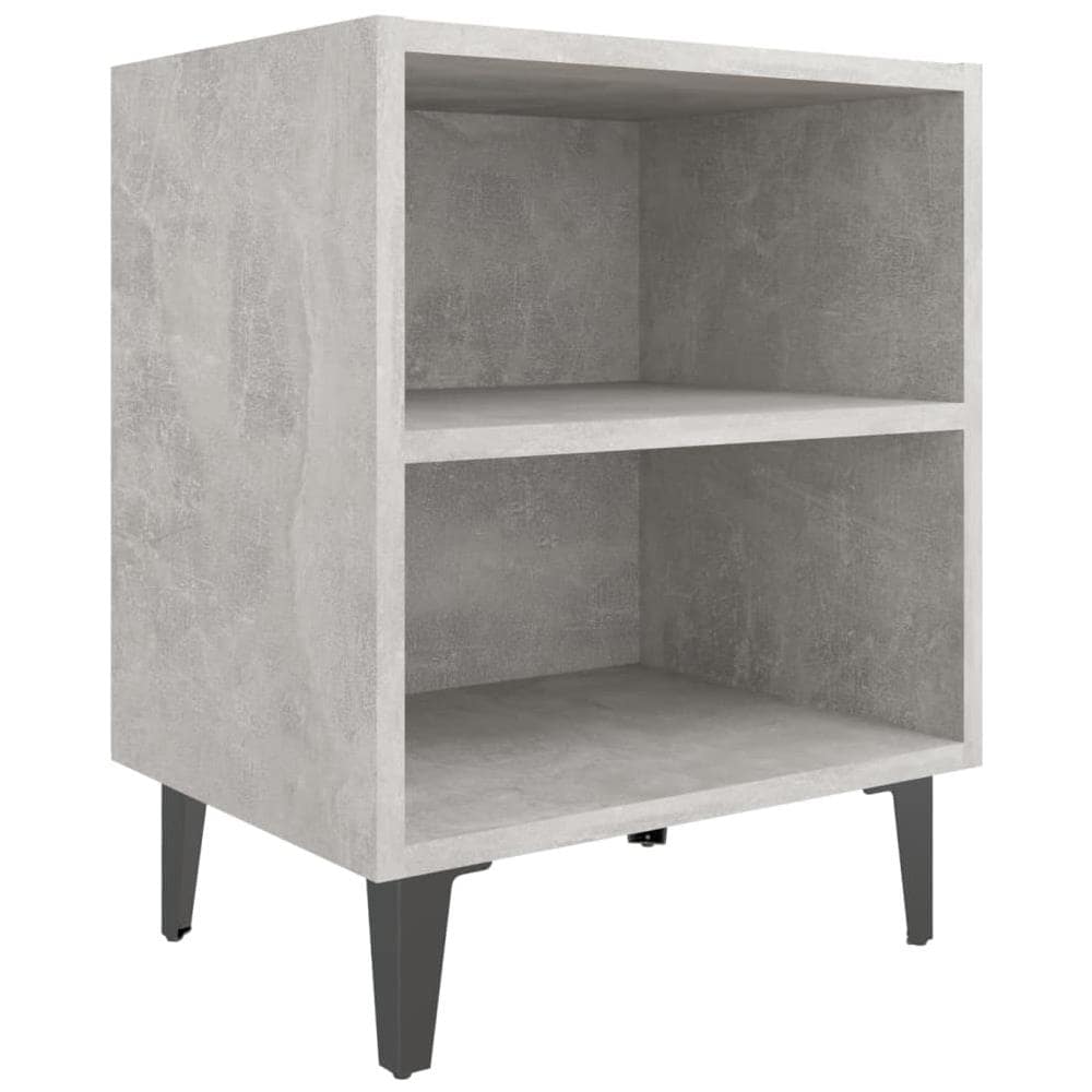 Comodino Con Gambe In Metallo Grigio Cemento 40x30x50 Cm - Foto 2