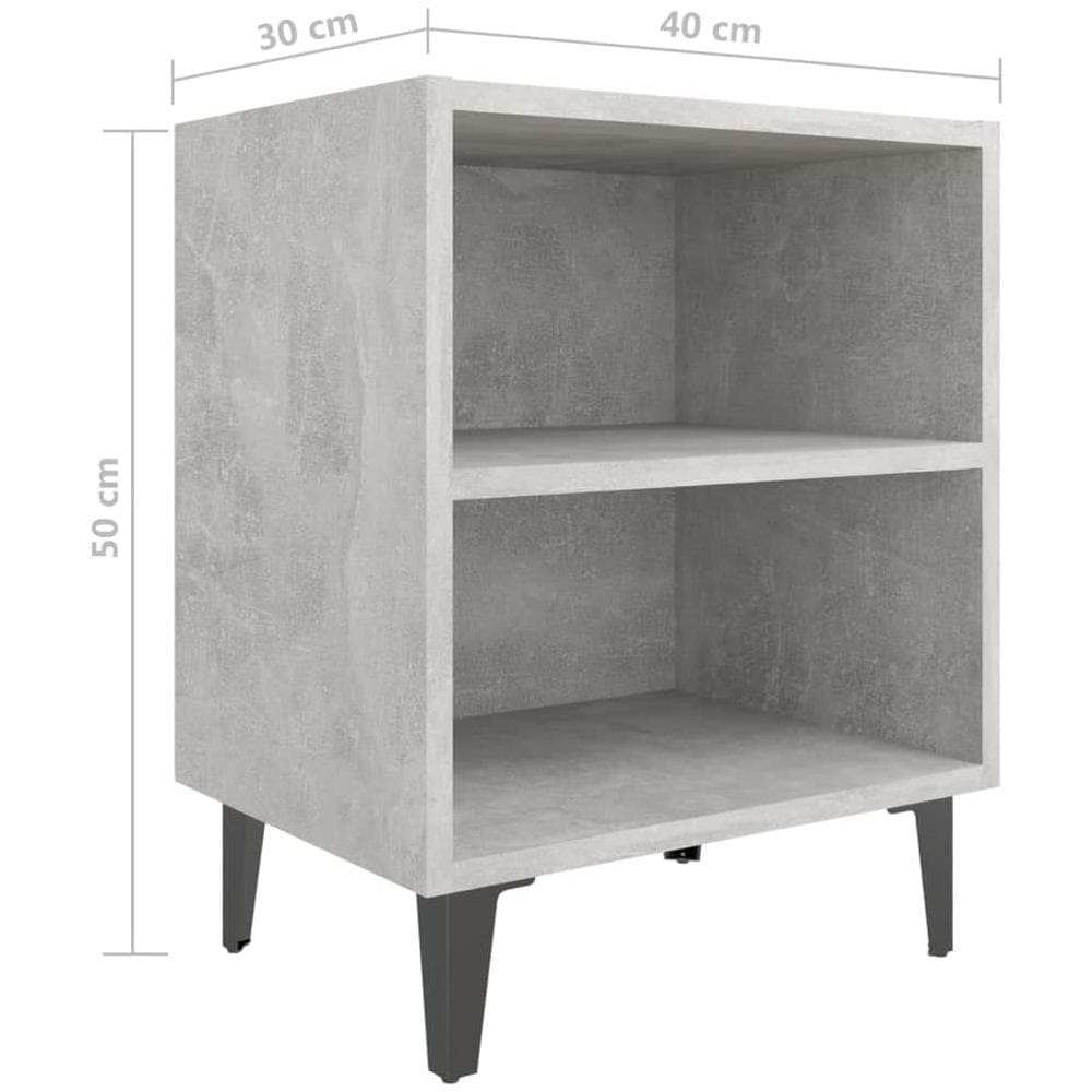 Comodino Con Gambe In Metallo Grigio Cemento 40x30x50 Cm - Foto 5
