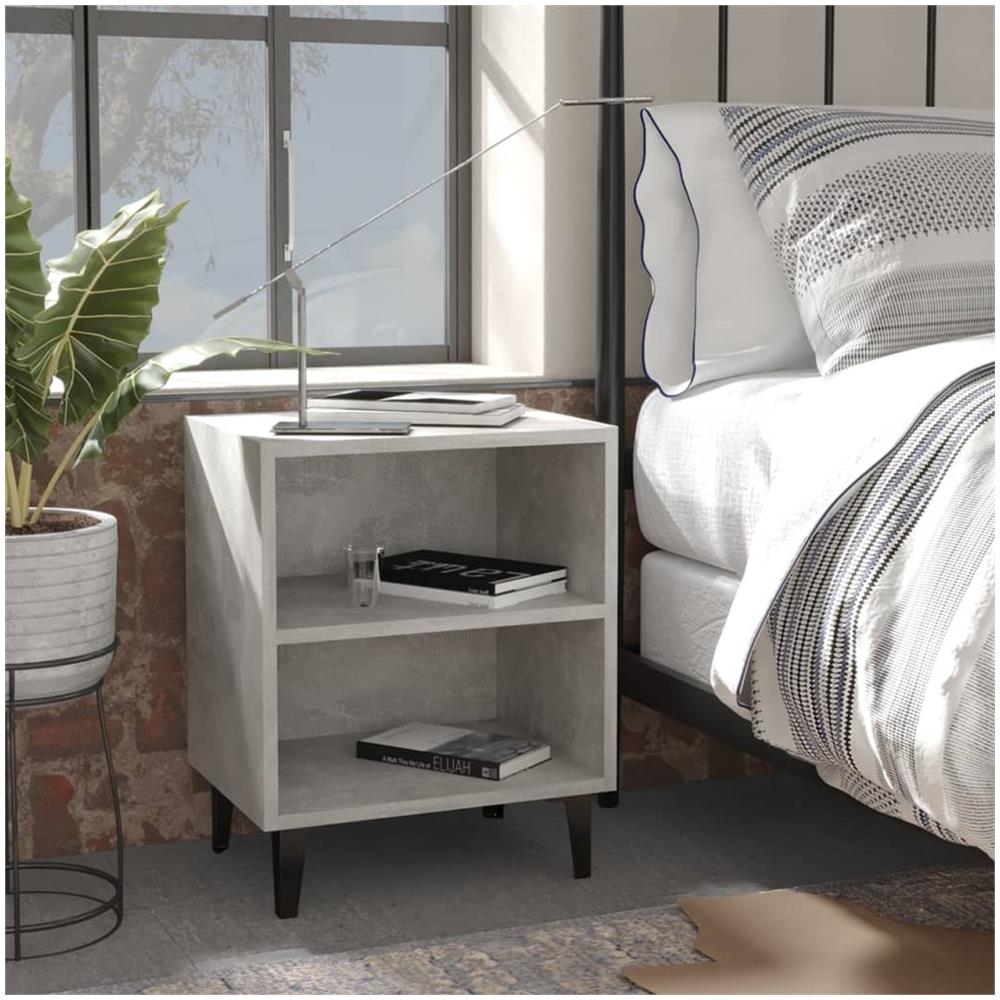 Comodino Con Gambe In Metallo Grigio Cemento 40x30x50 Cm - Foto 1