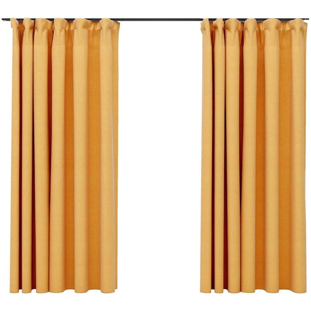 Tende Oscuranti con Ganci Effetto Lino 2 pz Gialle 140x175 cm - Foto 1