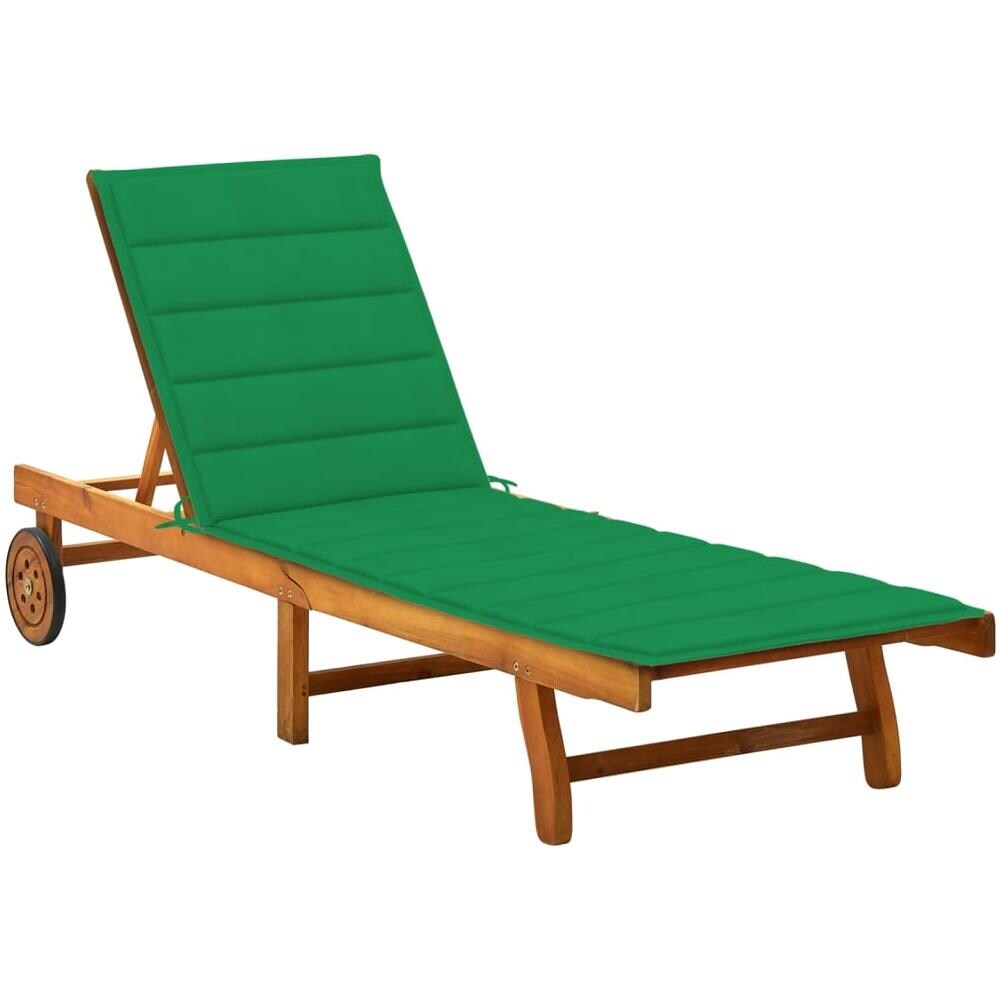 Lettino Prendisole da Giardino con Cuscino Massello di Acacia - Foto 1