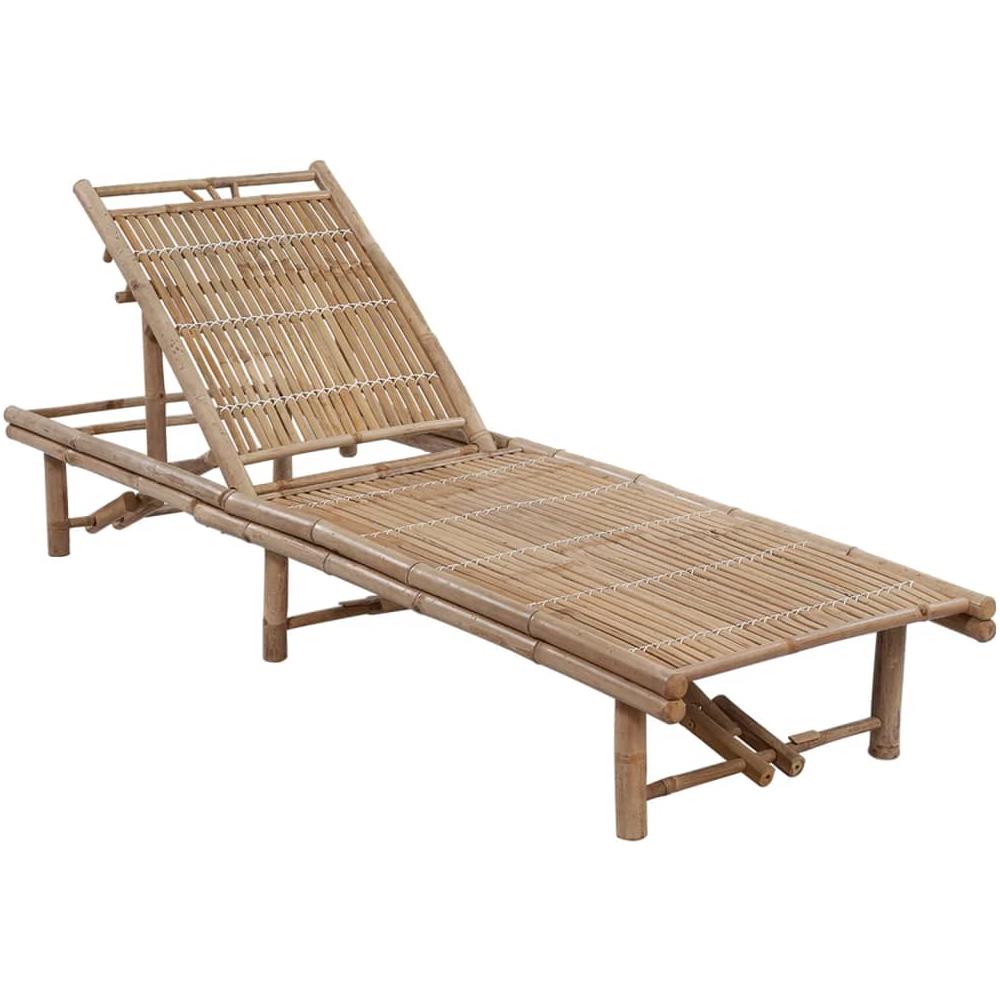 Lettino Prendisole da Giardino con Cuscino in Bambù - Foto 3