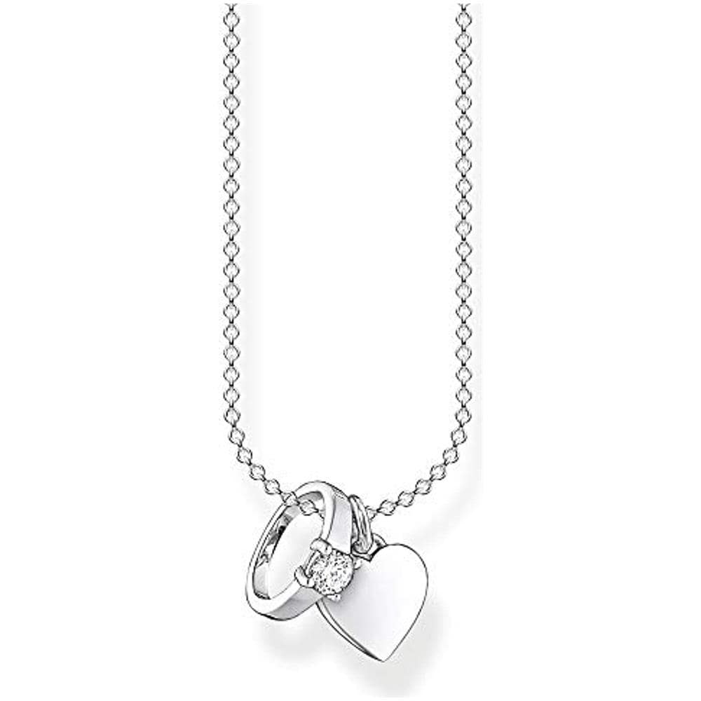 , Collana Da Donna Con Anello A Forma Di Cuore, In Argento Sterling 925, Lunghezza 38-45 Cm - Foto 1