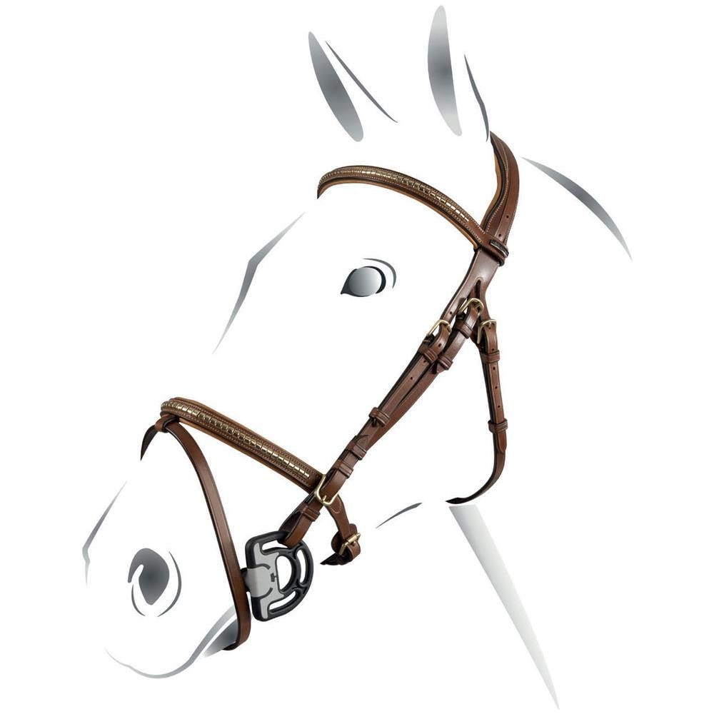 Briglia Inglese Clincher In Cuoio Con Frontalino Con Clincher Senza Redini Extra-full - Foto 1