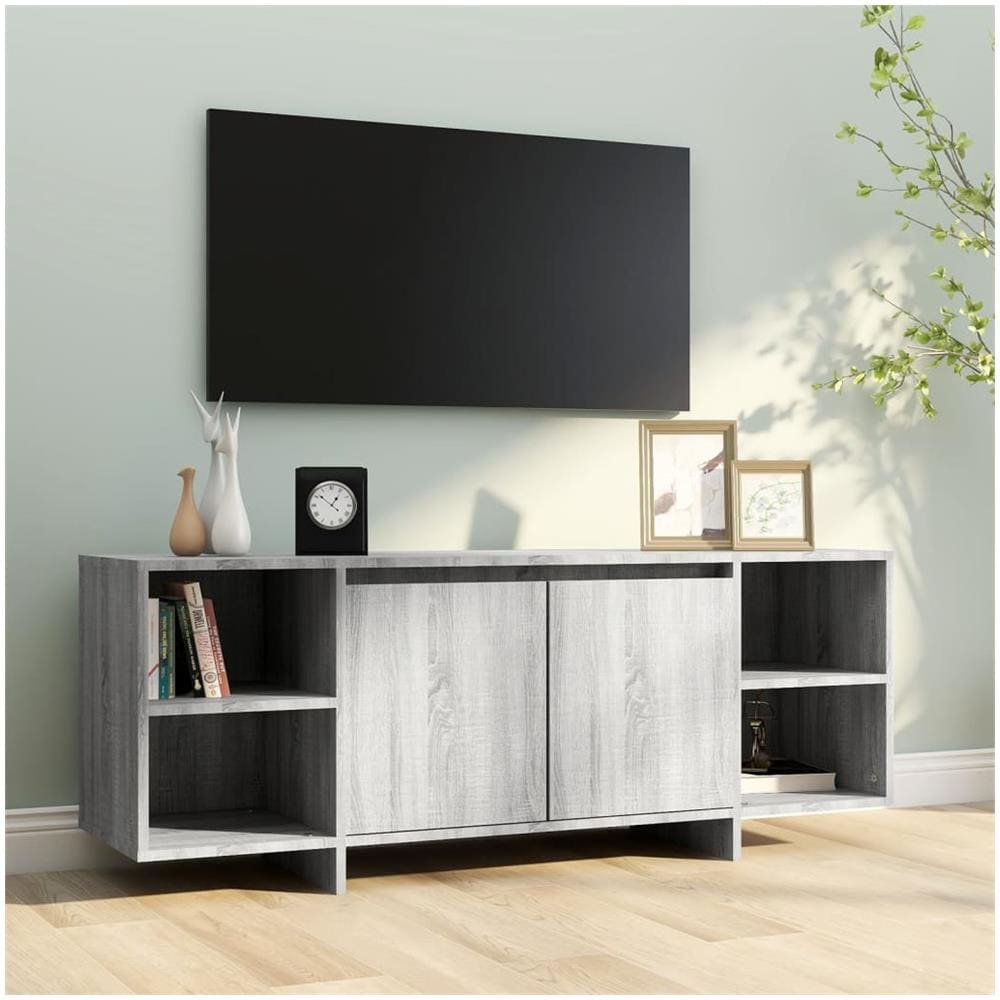 Mobile Porta TV Grigio Sonoma 130x35x50 cm in Truciolato - Foto 3