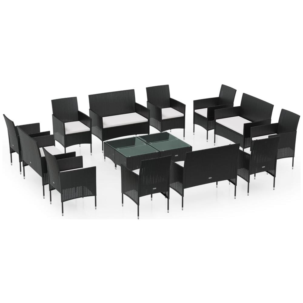 Set Divani Da Giardino 16 Pz Con Cuscini In Polyrattan Nero - Foto 2