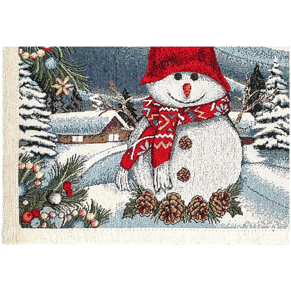 Tovaglia Centrino Runner Tavolo Fantasie Natalizie Centrotavola Cinigliato Made Italy 40x130 Pupazzo Di Neve - Foto 5