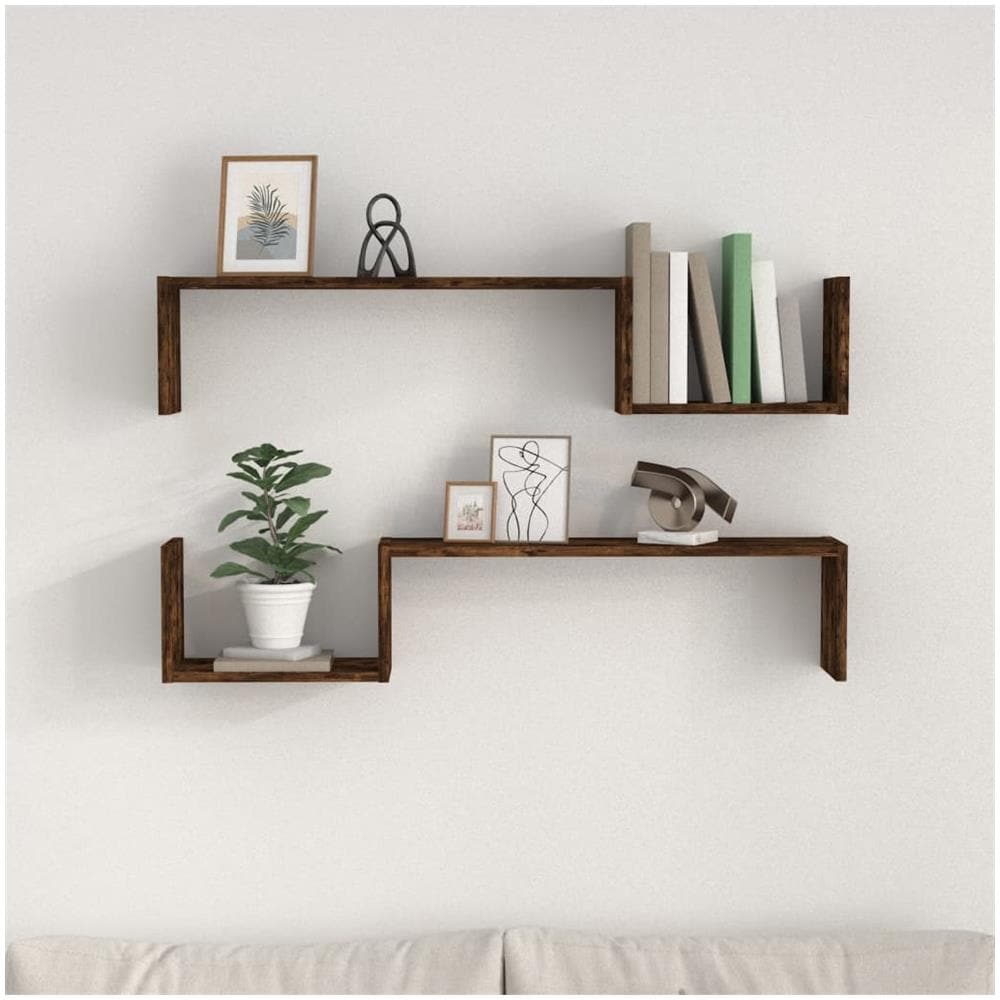 Mensole A Muro 2 Pz Rovere Fumo 100x15x20 Cm Legno Multistrato - Foto 5