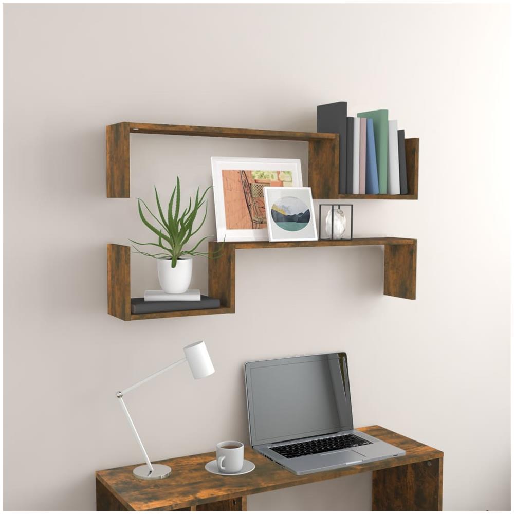 Mensole A Muro 2 Pz Rovere Fumo 100x15x20 Cm Legno Multistrato - Foto 1