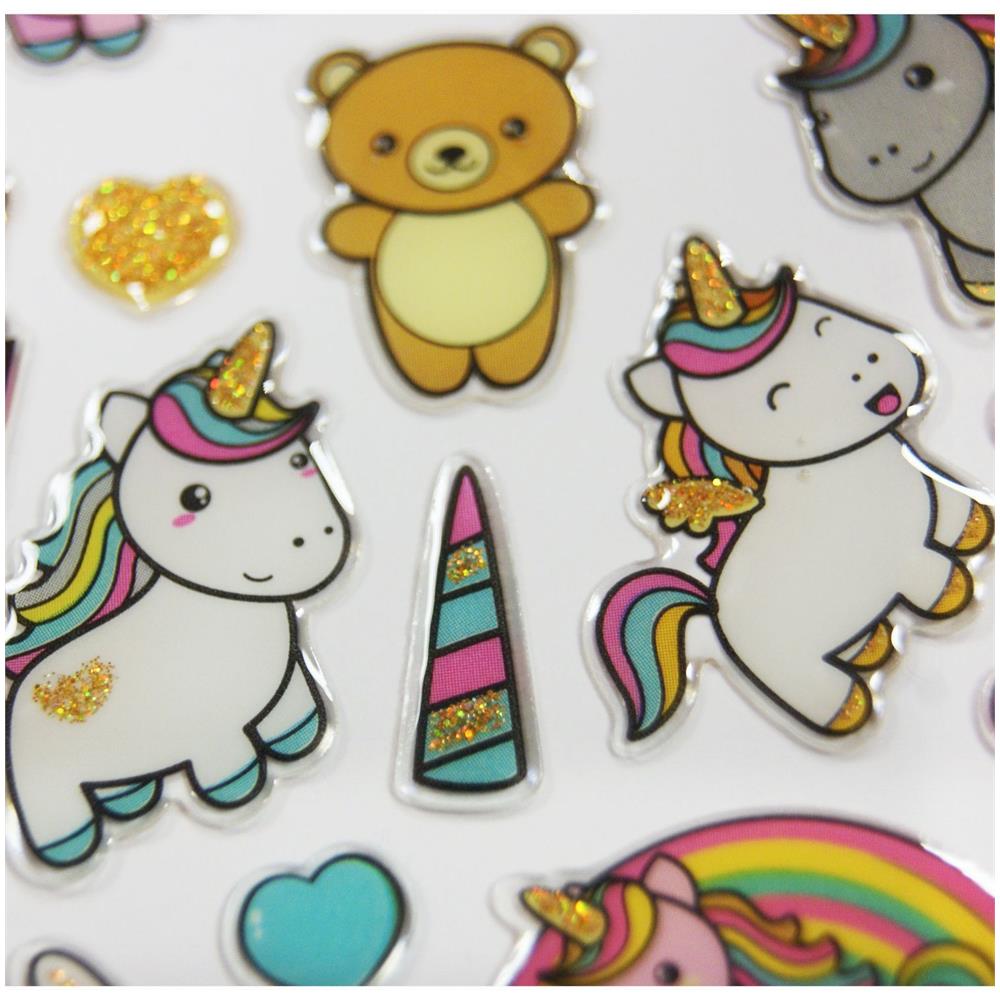 Adesivi - Simpatici Unicorni - Glitter - Epossidico - Foto 1