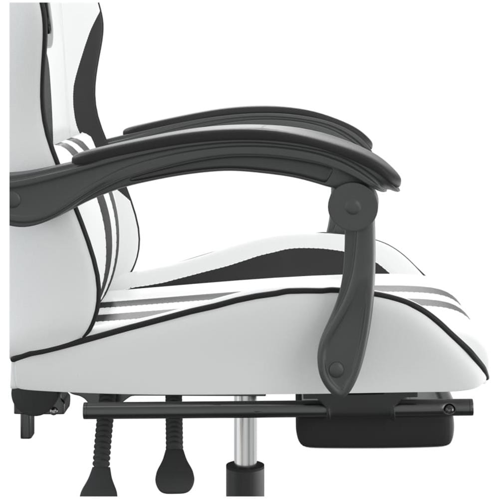 Sedia Da Gaming Con Poggiapiedi Bianco E Nero In Similpelle - Foto 2