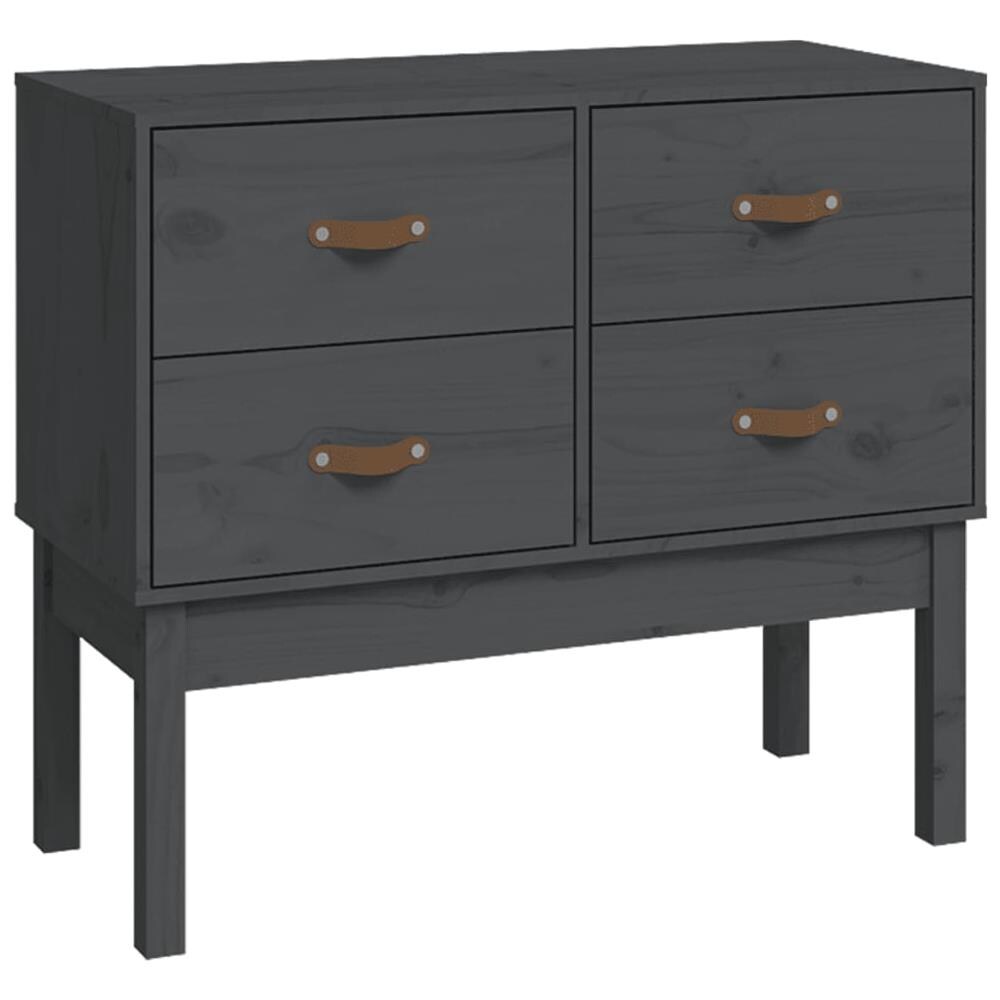 Mobile Consolle Grigia 90x40x78 Cm In Legno Massello Di Pino - Foto 2