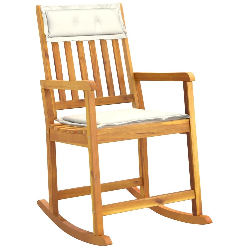 Sedia A Dondolo Con Cuscini In Legno Massello Di Acacia - Foto 2