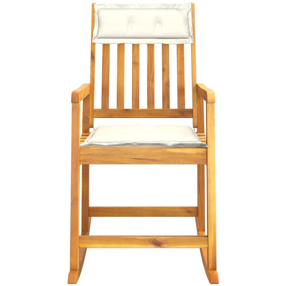 Sedia A Dondolo Con Cuscini In Legno Massello Di Acacia - Foto 3