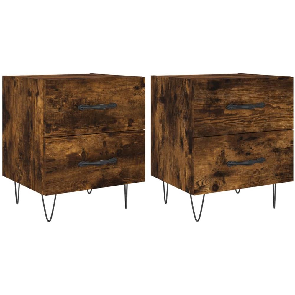 Comodini 2 Pz Rovere Fumo 40x35x47,5 Cm In Legno Multistrato - Foto 2