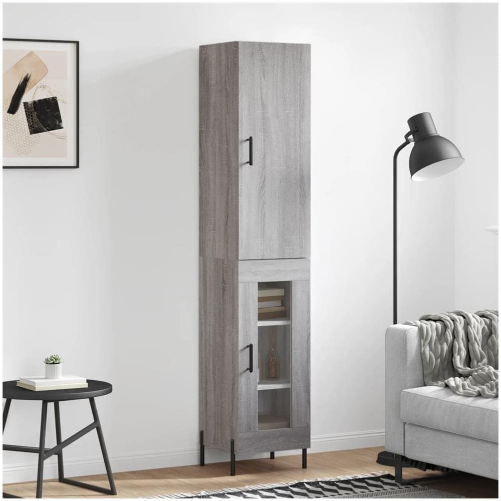 Credenza Grigio Sonoma 34,5x34x180 Cm In Legno Multistrato - Foto 1