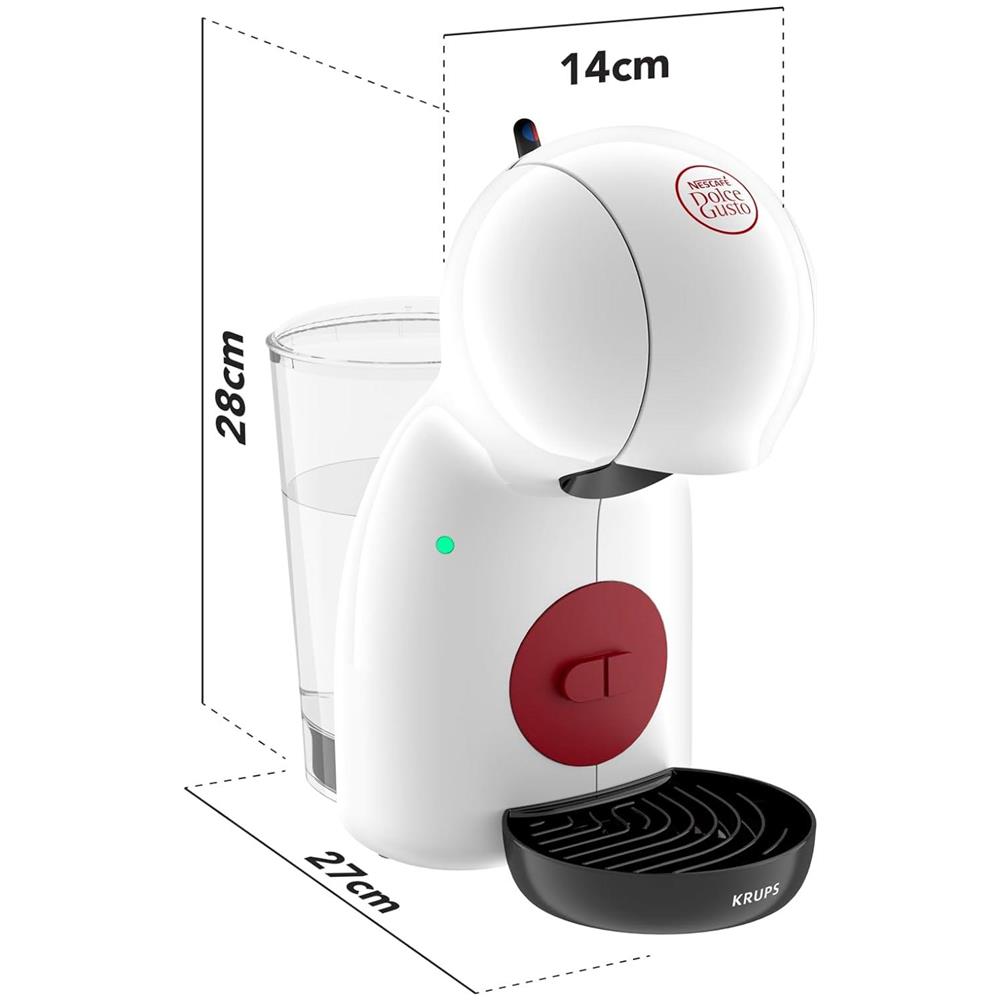 Macchina da Caffè Espresso Semiautomatica Dolce Gusto Piccolo XS KP1A31 Serbatoio 0.8 Lt. Potenza 1600 Watt Colore Bianco - Foto 5