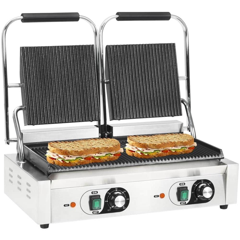 Griglia per Panini Scanalata in Acciaio Inox 1800W 31x30,5x20cm - Foto 1