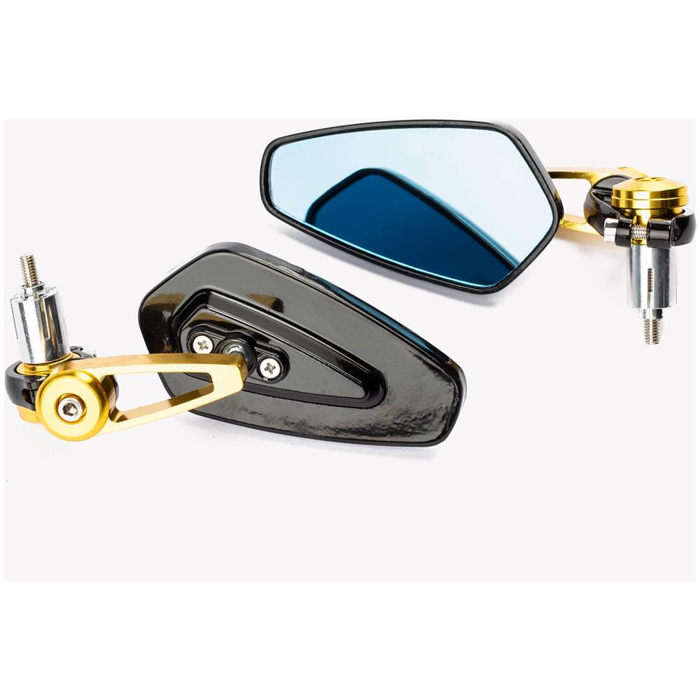 Specchietti 22mm Manubrio Moto Retrovisori Metallo Universali Ovali Oro - Foto 1