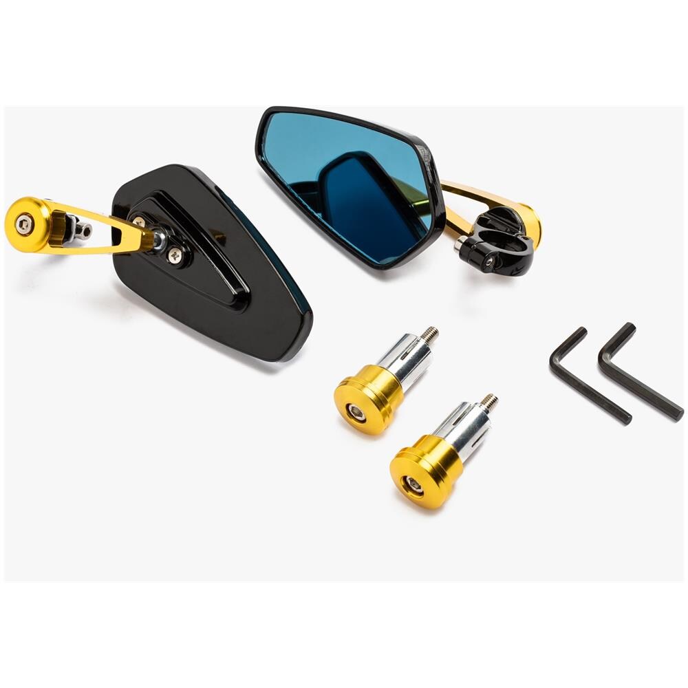 Specchietti 22mm Manubrio Moto Retrovisori Metallo Universali Ovali Oro - Foto 2