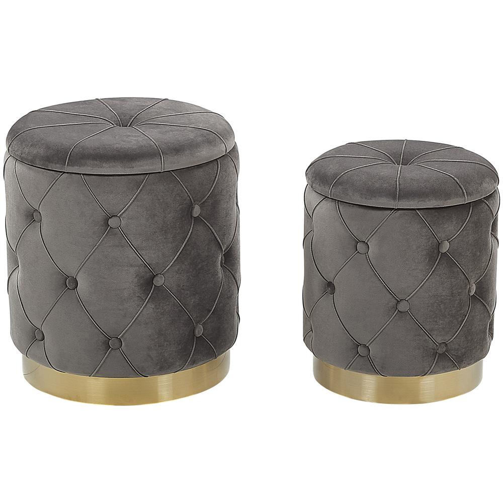 Set Di 2 Pouf Contenitore Grigio Pueblo - Foto 1