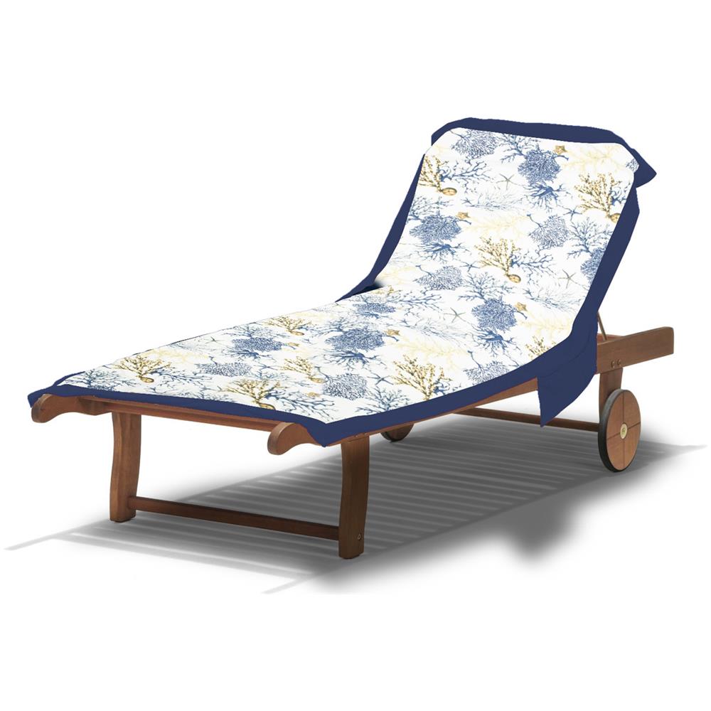 Telo Mare In Microfibra Da Lettino Con Cuscino Modello Comodo Coralli Blu   - Foto 1