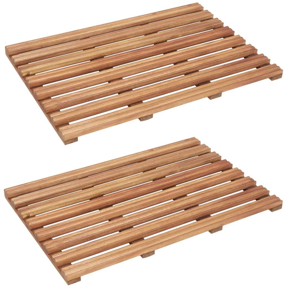 Pedane Da Bagno 2 Pz In Legno Massello D'acacia 56x37 Cm - Foto 1