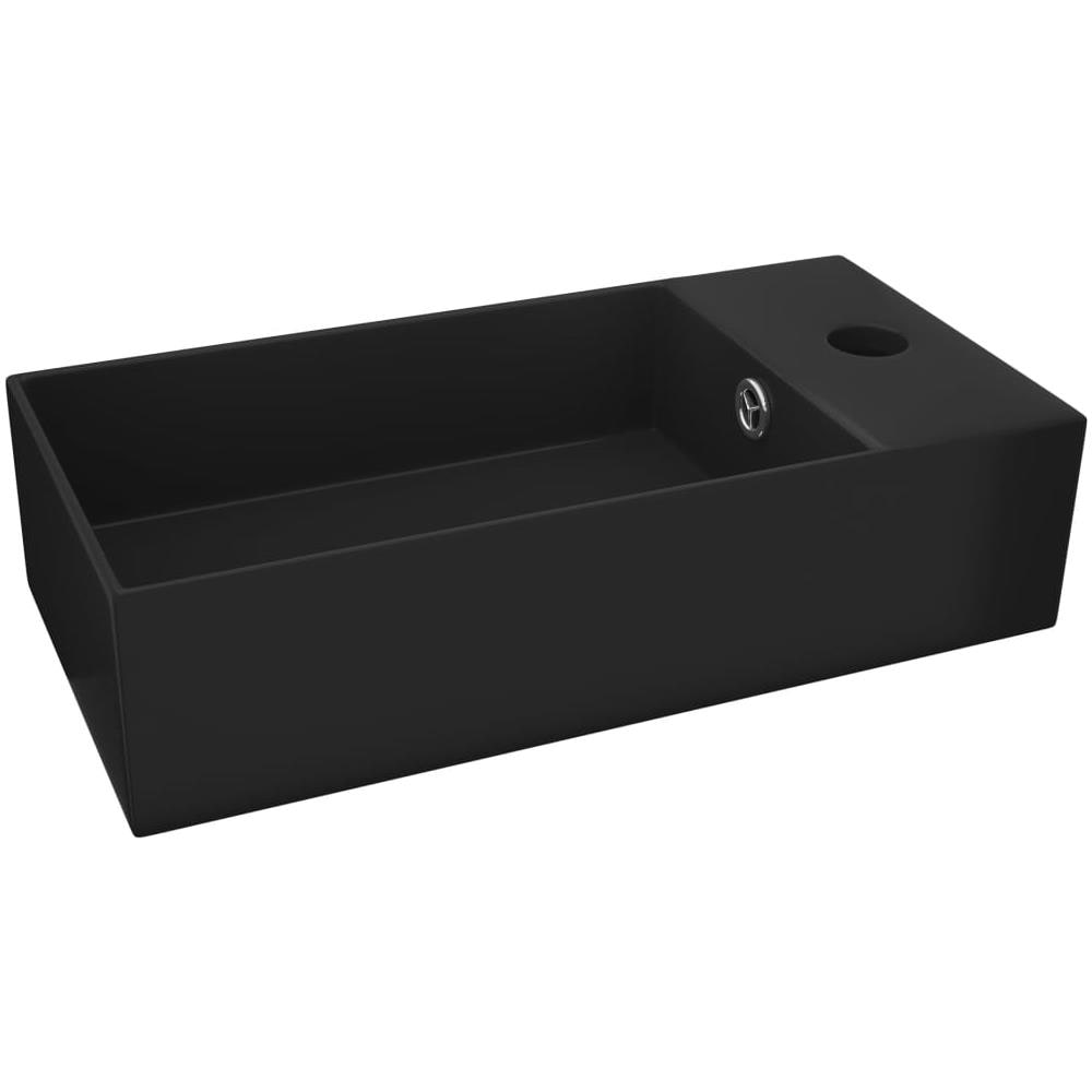 Lavandino con Troppopieno in Ceramica Nero Opaco - Foto 1