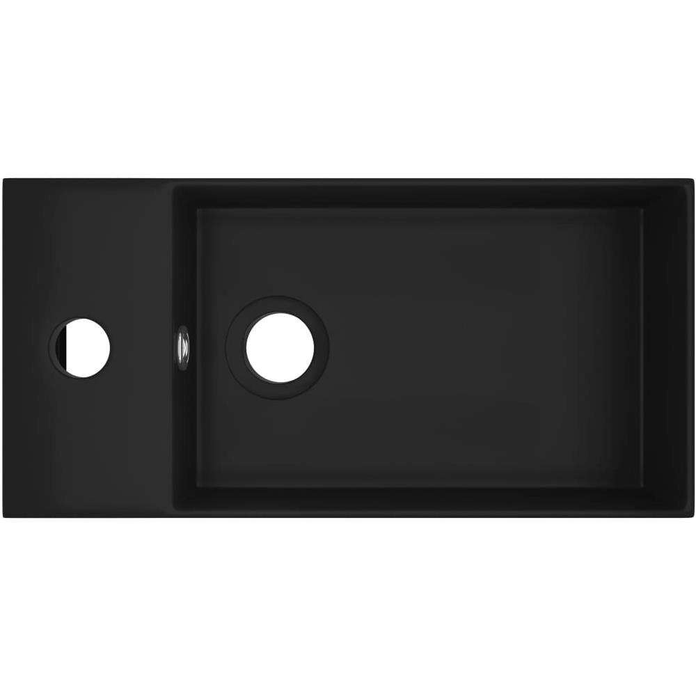 Lavandino con Troppopieno in Ceramica Nero Opaco - Foto 2