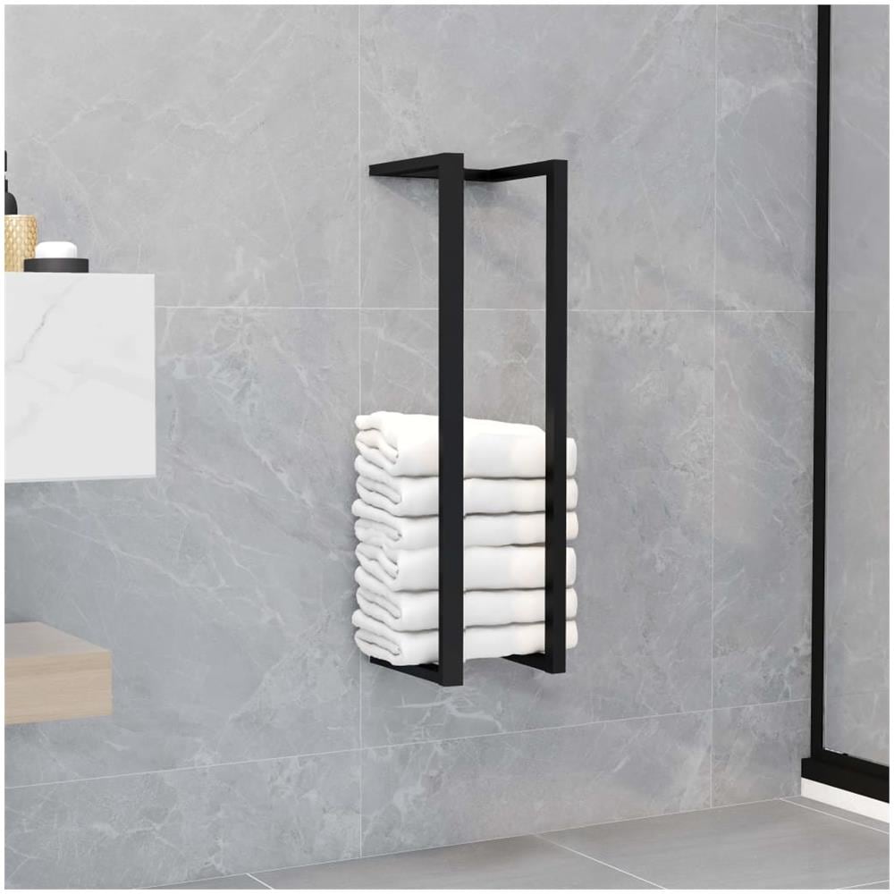 Portasciugamani Da Terra Nero 12,5x12,5x60cm Ferro - Foto 1