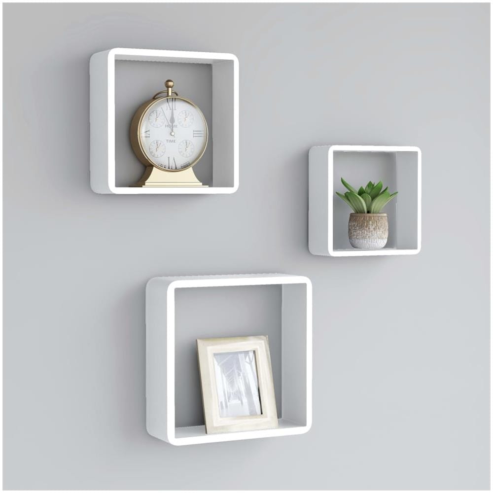 Mensole A Cubo Da Parete 3 Pz Bianco In Mdf - Foto 1