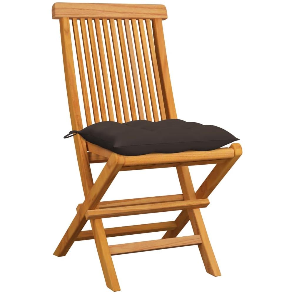 Sedie da Giardino Cuscini Grigio Talpa 6 pz in Massello di Teak - Foto 2