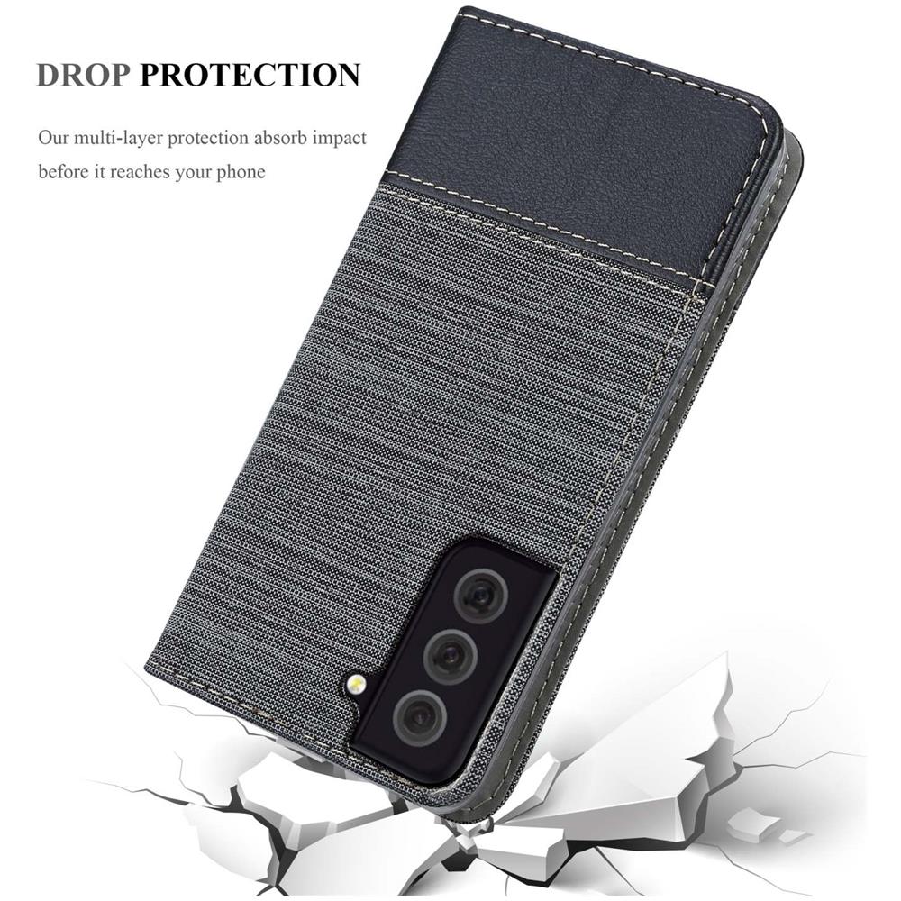 Custodia Compatibile Con Samsung Galaxy S22 Plus In Grigio Nero - Coperchio Protettiva Con Chiusura Magnetica, Funzione Stand E Tasca Per Le Carte - Foto 8