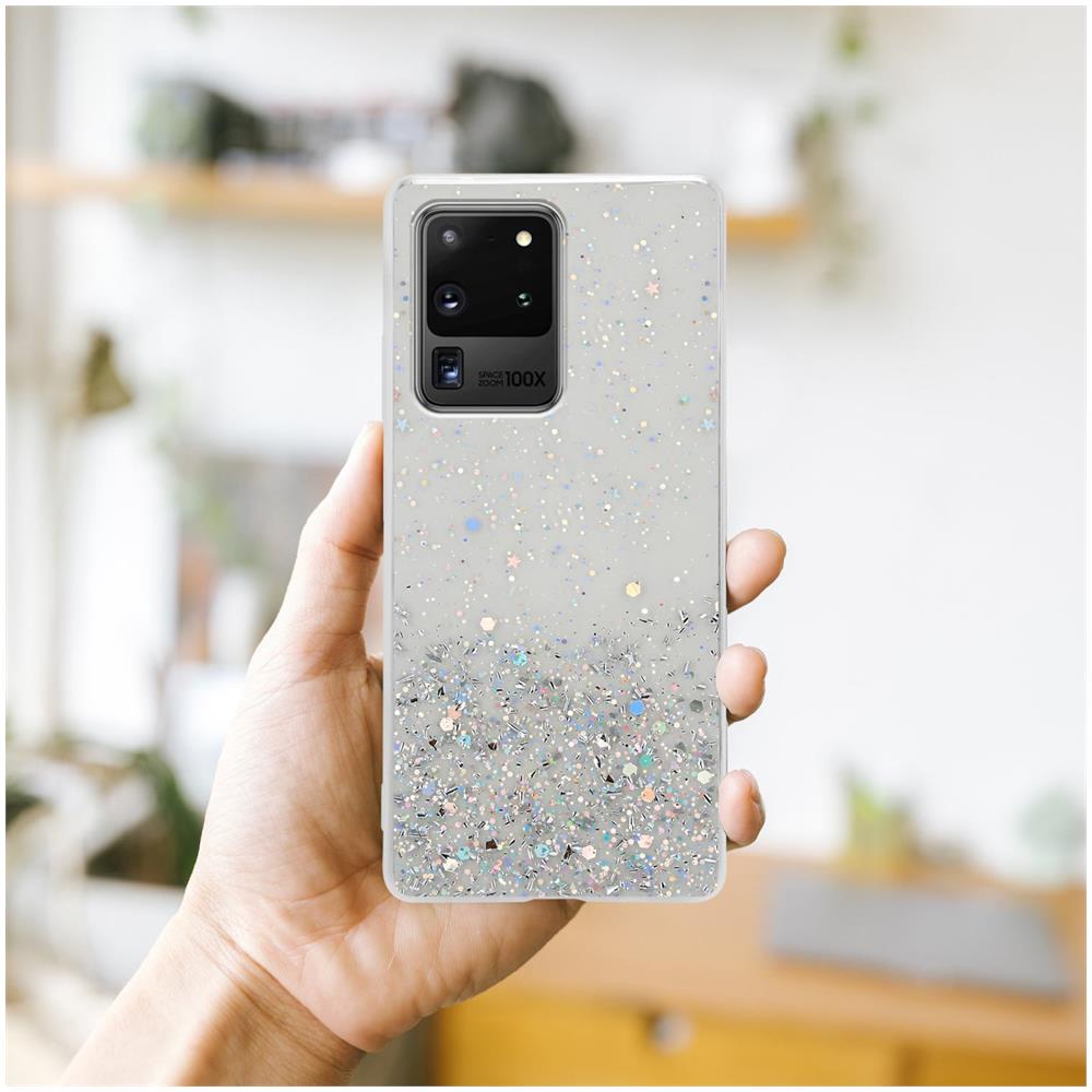 Custodia Compatibile Con Samsung Galaxy S20 Ultra In Trasparente Con Glitter - Coperchio Protettivo In Silicone Tpu Flessibile Con Glitter Scintillanti - Foto 8