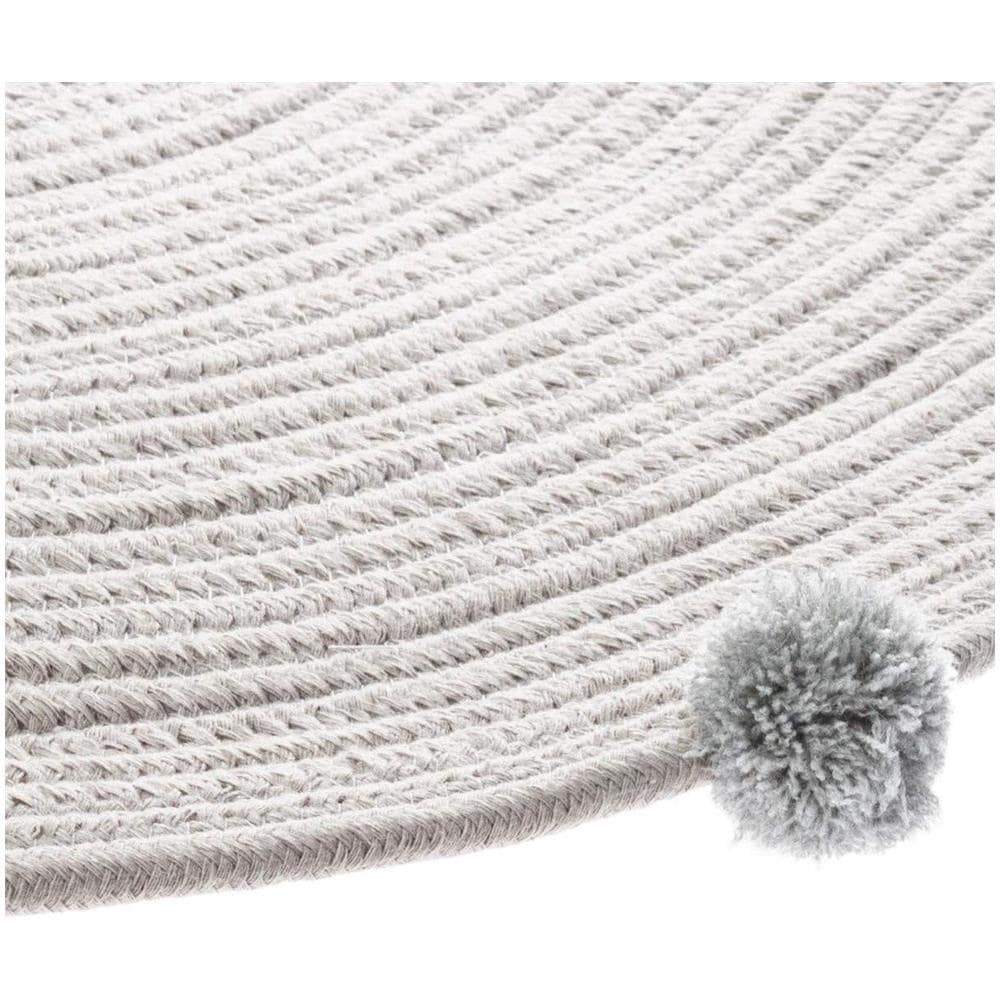 Tappeto Per Cameretta Bambini Grigio Con Pompon, Ø 90 Cm - Foto 2
