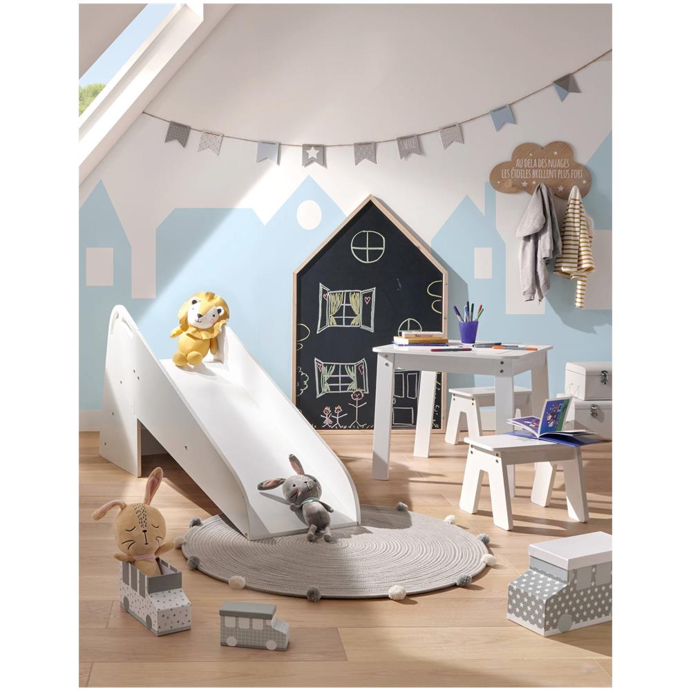 Tappeto Per Cameretta Bambini Grigio Con Pompon, Ø 90 Cm - Foto 3