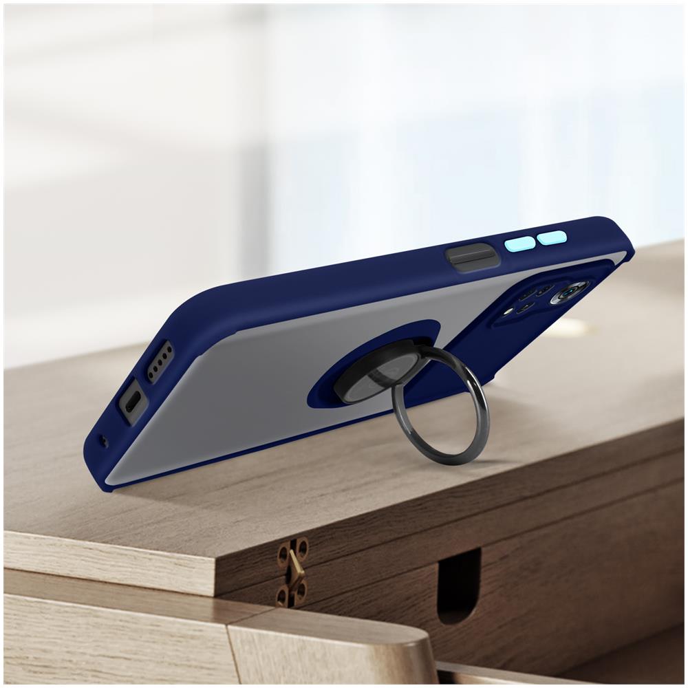 Cover Xiaomi Poco M4 Pro 4g Bimateria Anello Metallico Supporto Blu - Foto 5